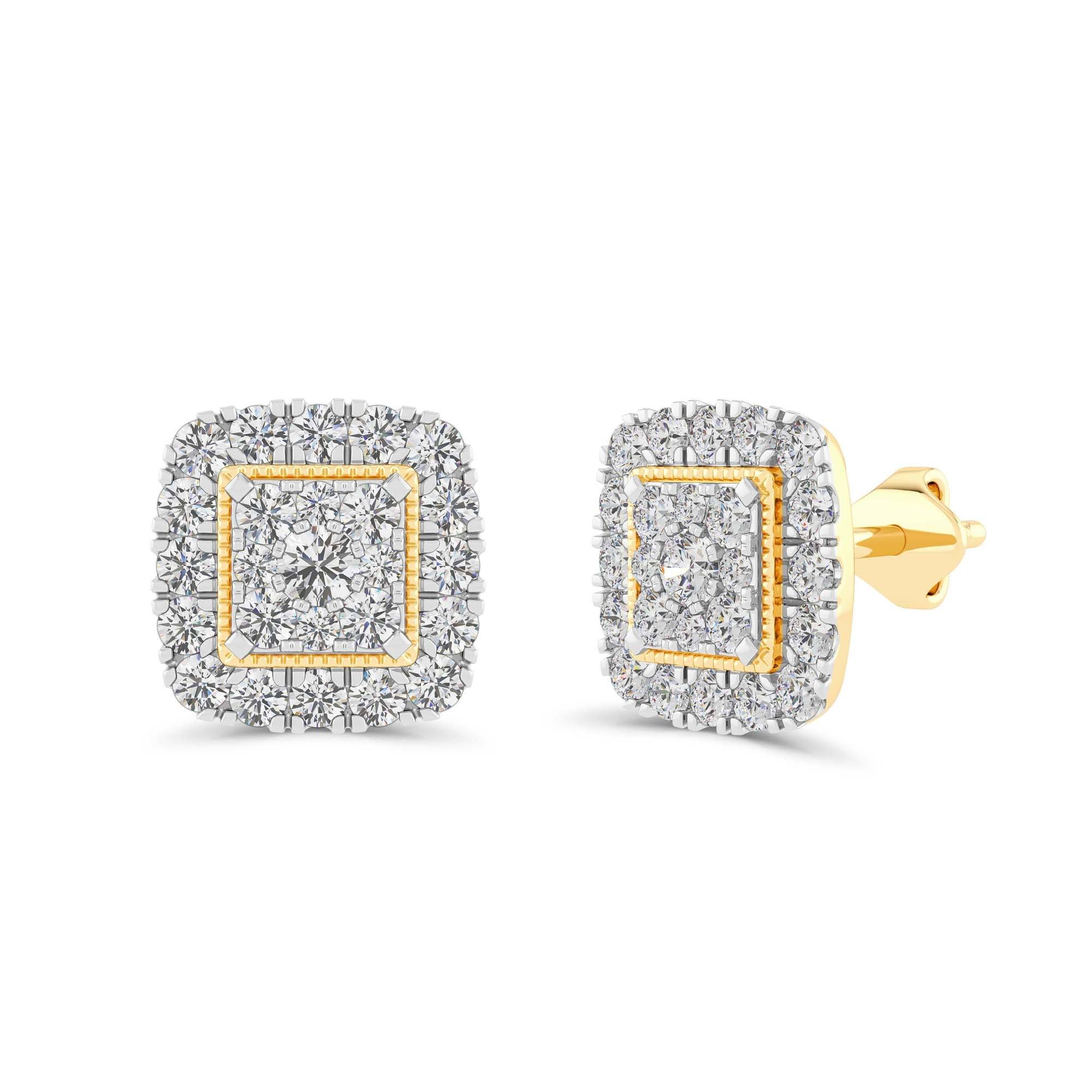 Sqaure Look Earrings with 3/4ct of Diamonds in 9ct Yellow Gold Earrings Bevilles 