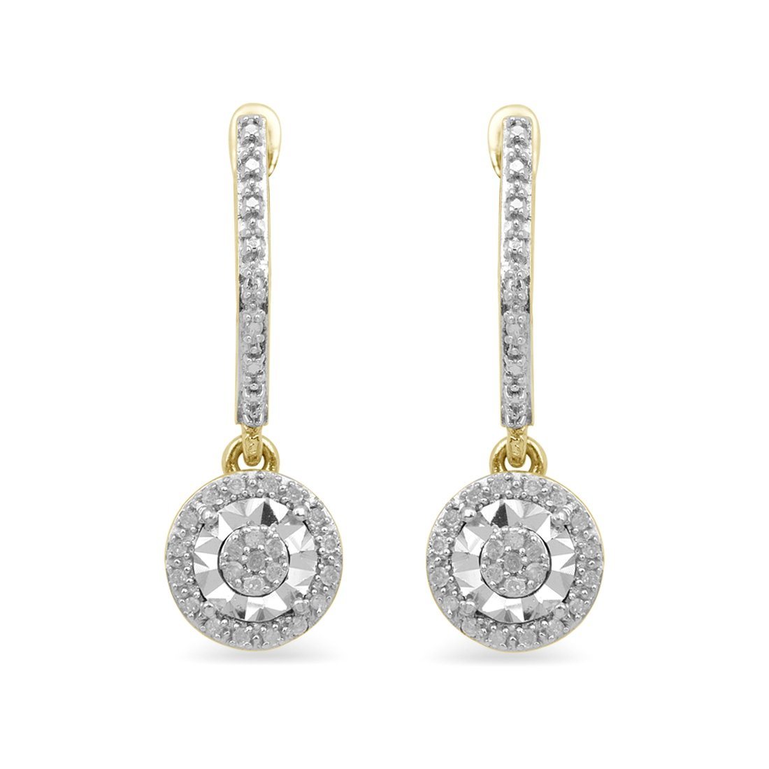 9ct Yellow Gold 0.10ct Diamond Brilliant Illusion Drop Earrings Earrings Bevilles 