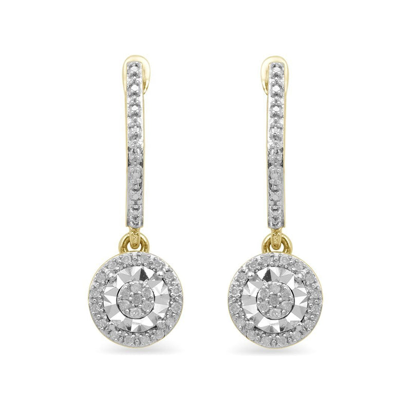9ct Yellow Gold 0.10ct Diamond Brilliant Illusion Drop Earrings Earrings Bevilles 