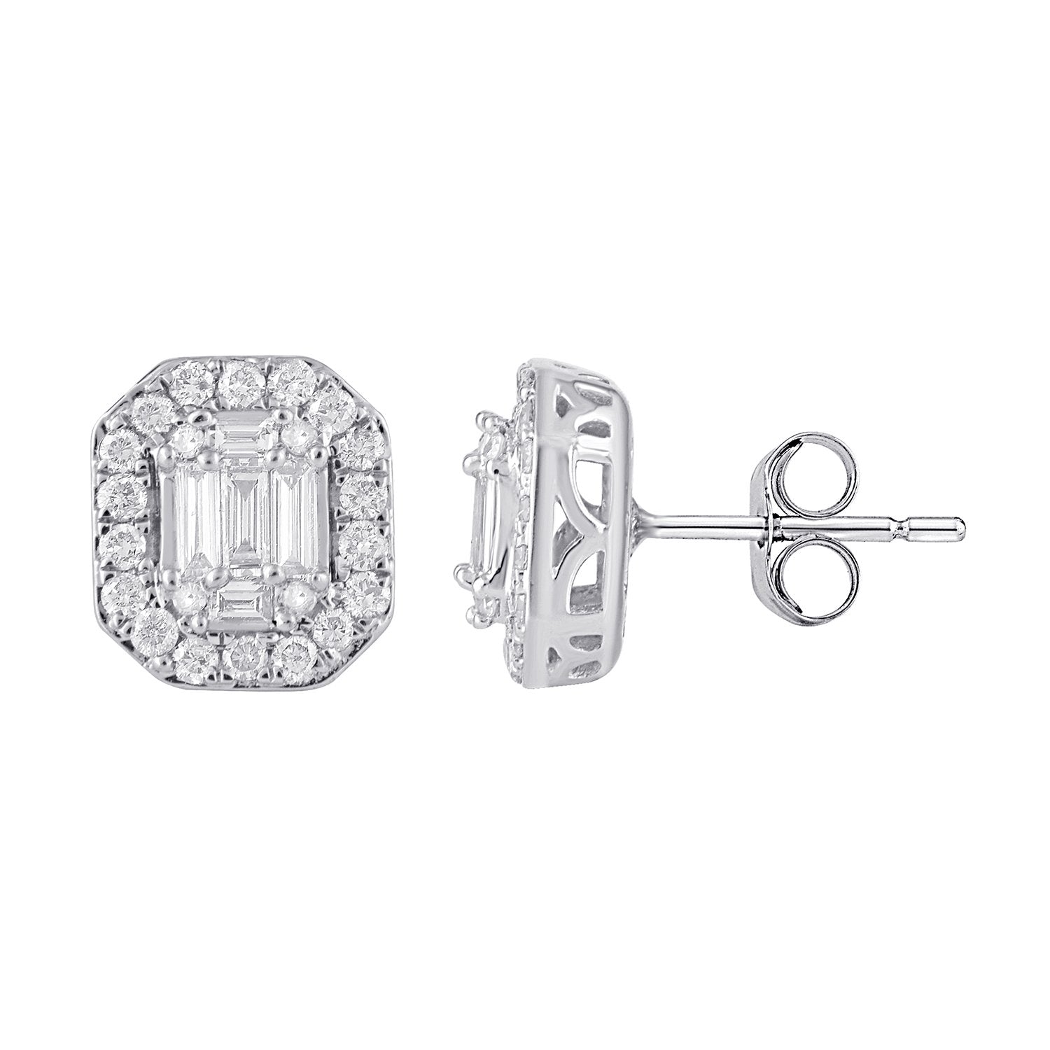 Brilliant Claw Surround Stud Earrings with 1/2ct of Diamonds in 9ct White Gold Earrings Bevilles 