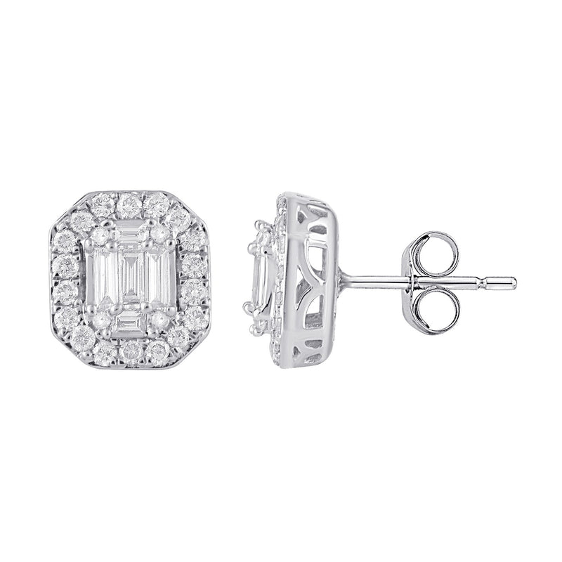 Brilliant Claw Surround Stud Earrings with 1/2ct of Diamonds in 9ct White Gold Earrings Bevilles 