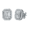 Brilliant Emerald Stud Earrings with 3/4ct of Diamonds in 9ct White Gold Earrings Bevilles 
