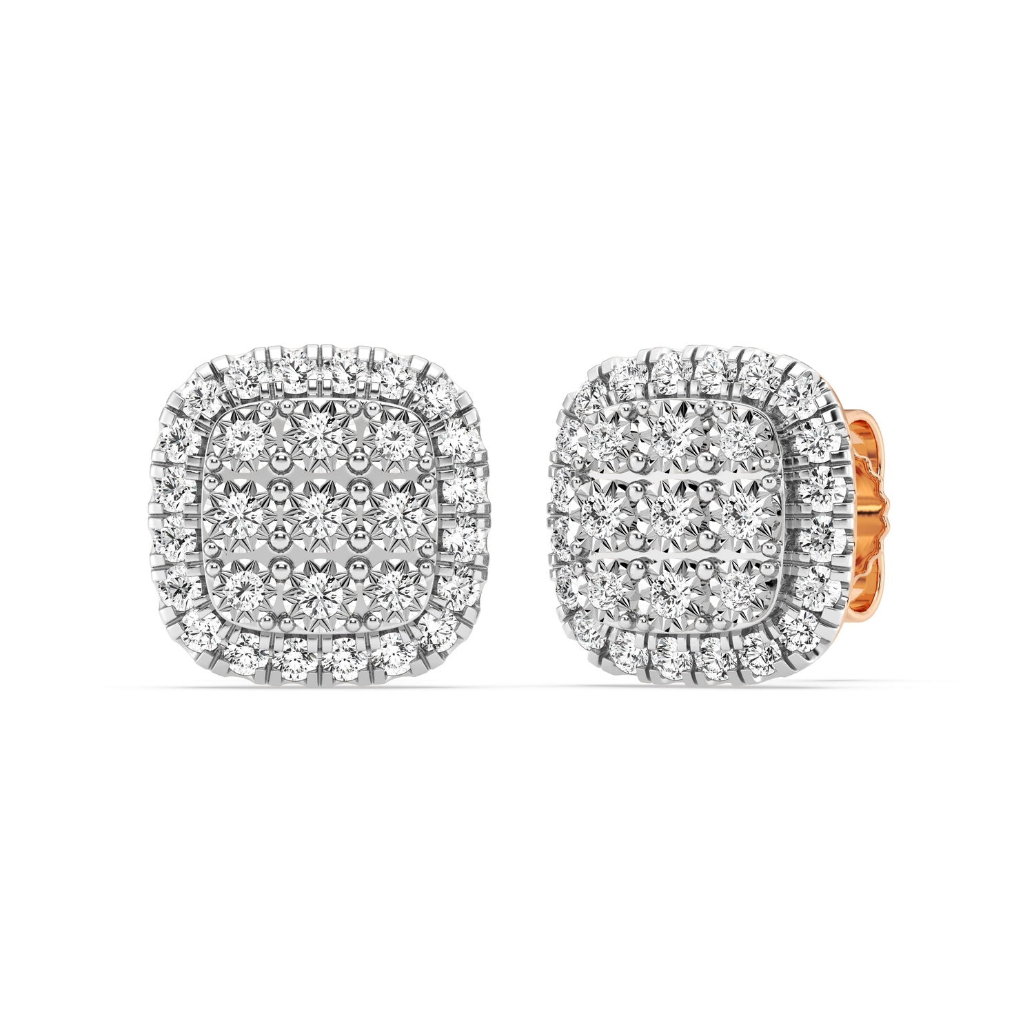Miracle Halo Earrings with 1/2ct of Diamonds in 9ct Rose Gold Earrings Bevilles 