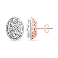 Halo Oval Earrings with 1/2ct of Diamonds in 9ct White Gold Earrings Bevilles 