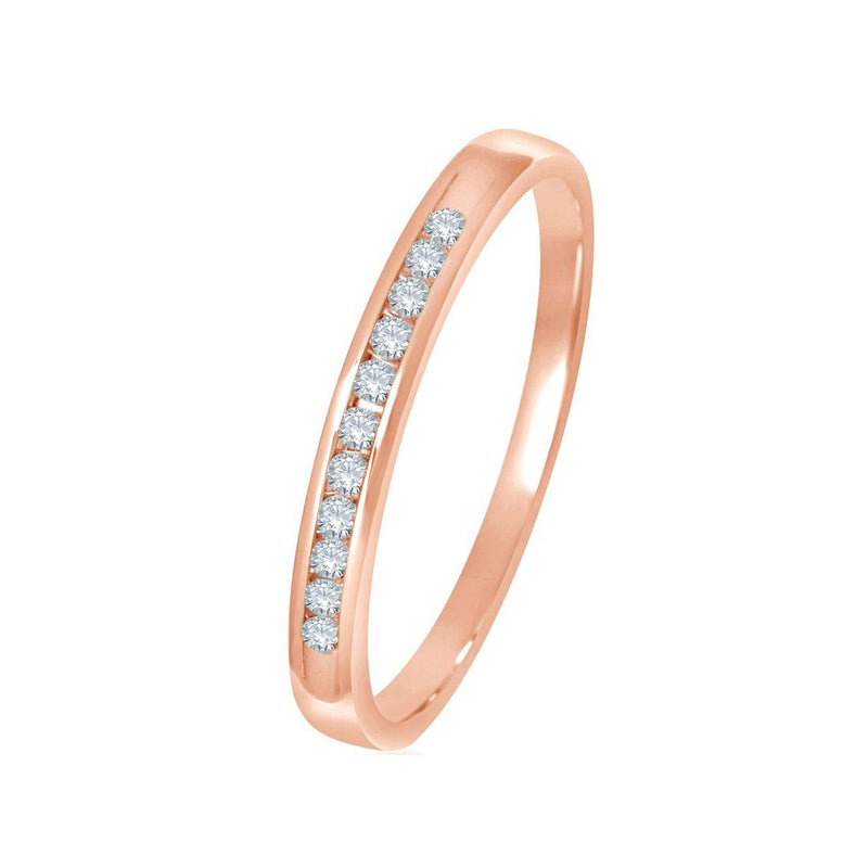 9ct Rose Gold 0.10ct Diamond Channel Ring Rings Bevilles 