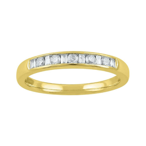 9ct Yellow Gold 0.21ct Diamond Alternating Eternity Ring Rings Bevilles 