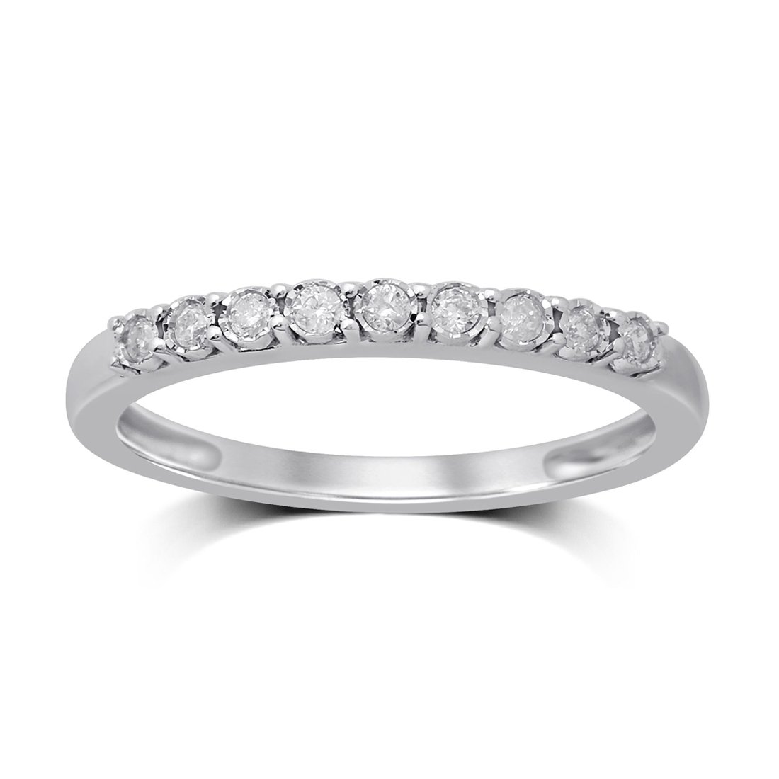 9ct White Gold 0.12ct Diamond Eternity Ring Rings Bevilles 