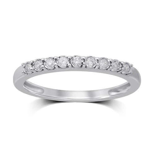 9ct White Gold 0.12ct Diamond Eternity Ring Rings Bevilles 