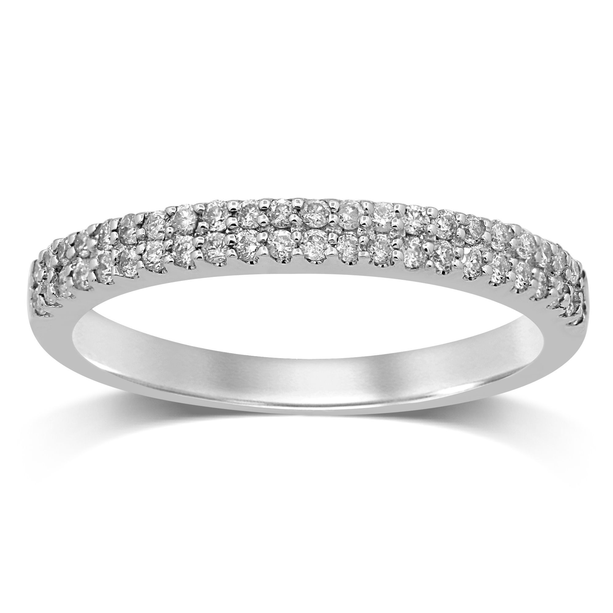 Double Row Ring with 1/4ct of Diamonds in 9ct White Gold Rings Bevilles 