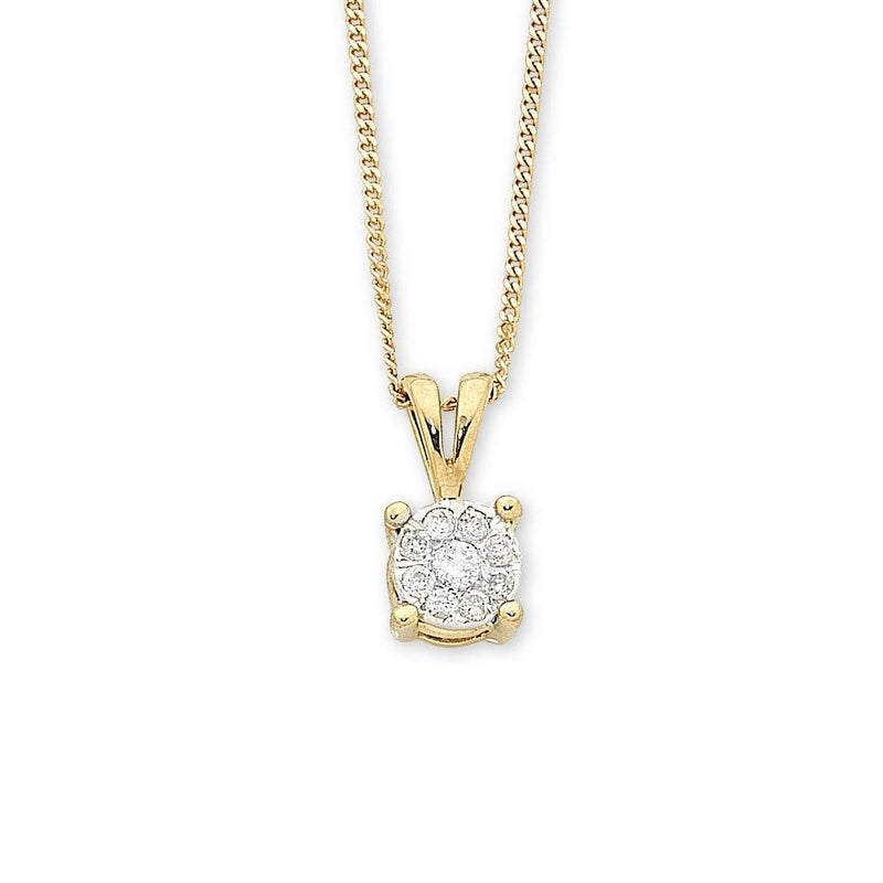 9ct Yellow Gold Diamond Pendant Necklaces Bevilles 