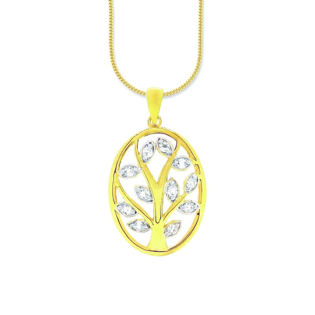 9ct Yellow Gold Diamond Set Tree Of Life Pendant Necklaces Bevilles 