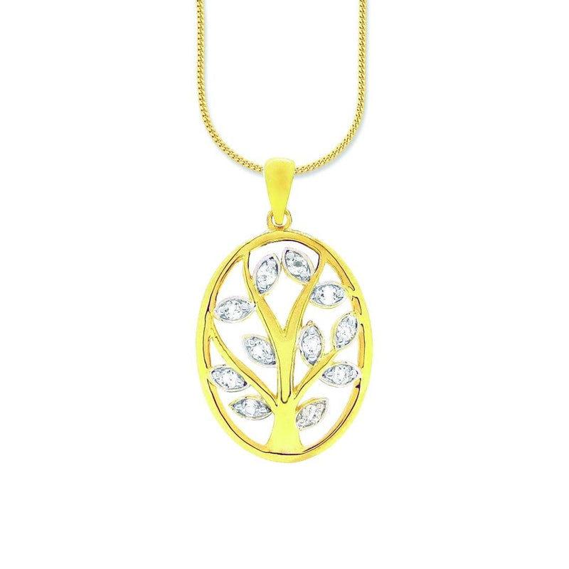 9ct Yellow Gold Diamond Set Tree Of Life Pendant Necklaces Bevilles 