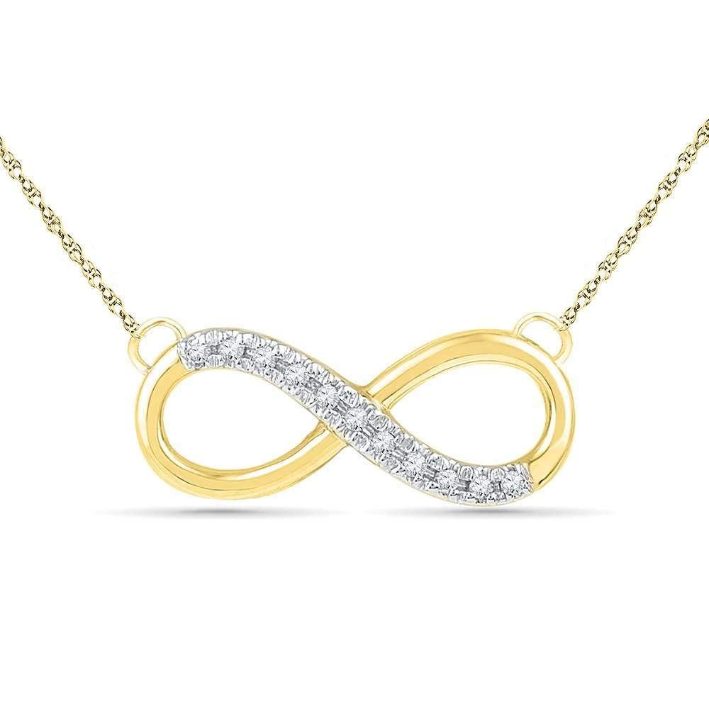 9ct Yellow Gold Diamond Set Infinity Necklace Necklaces Bevilles 