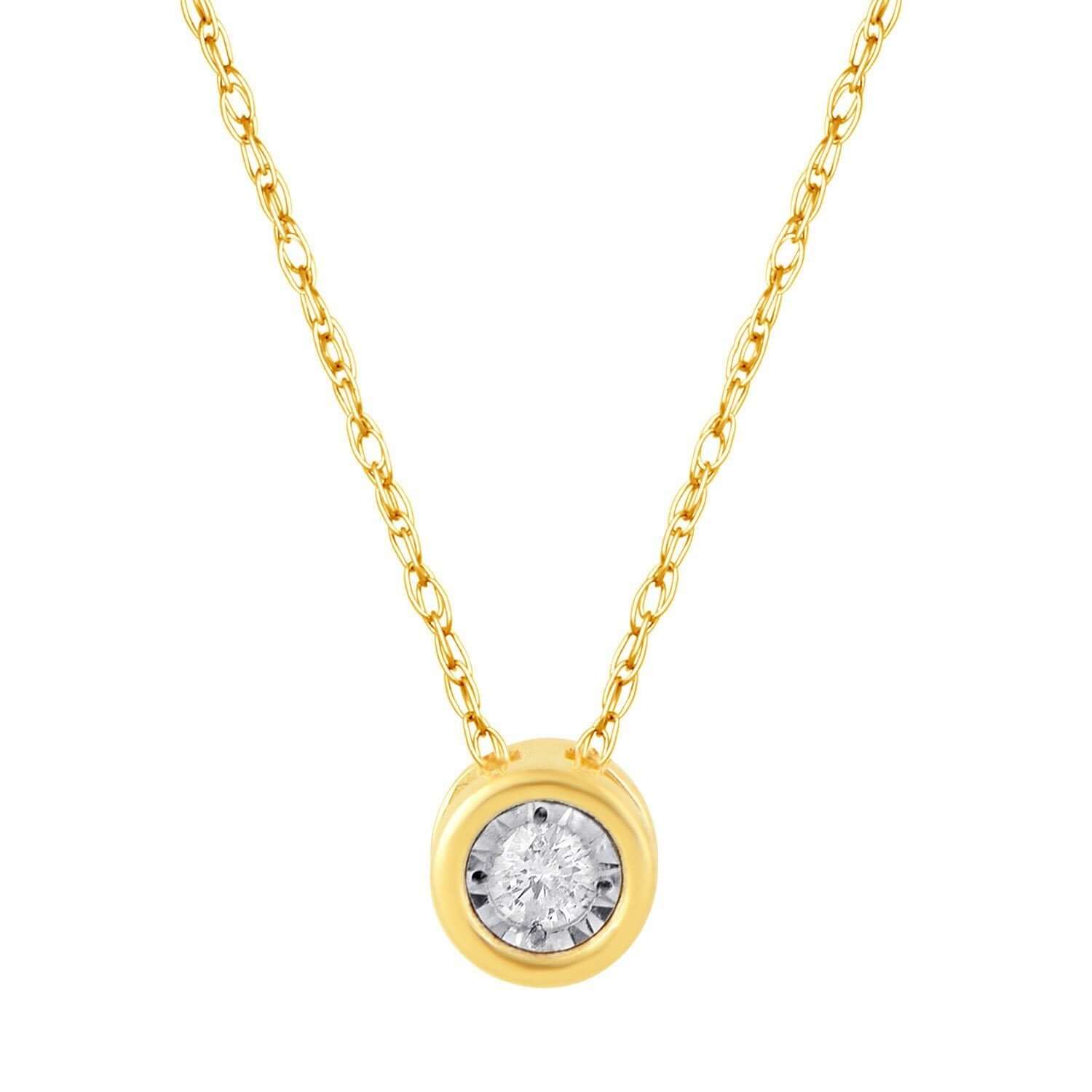 0.05ct Brilliant Solitaire Necklace in 9ct Yellow Gold Necklaces Bevilles 