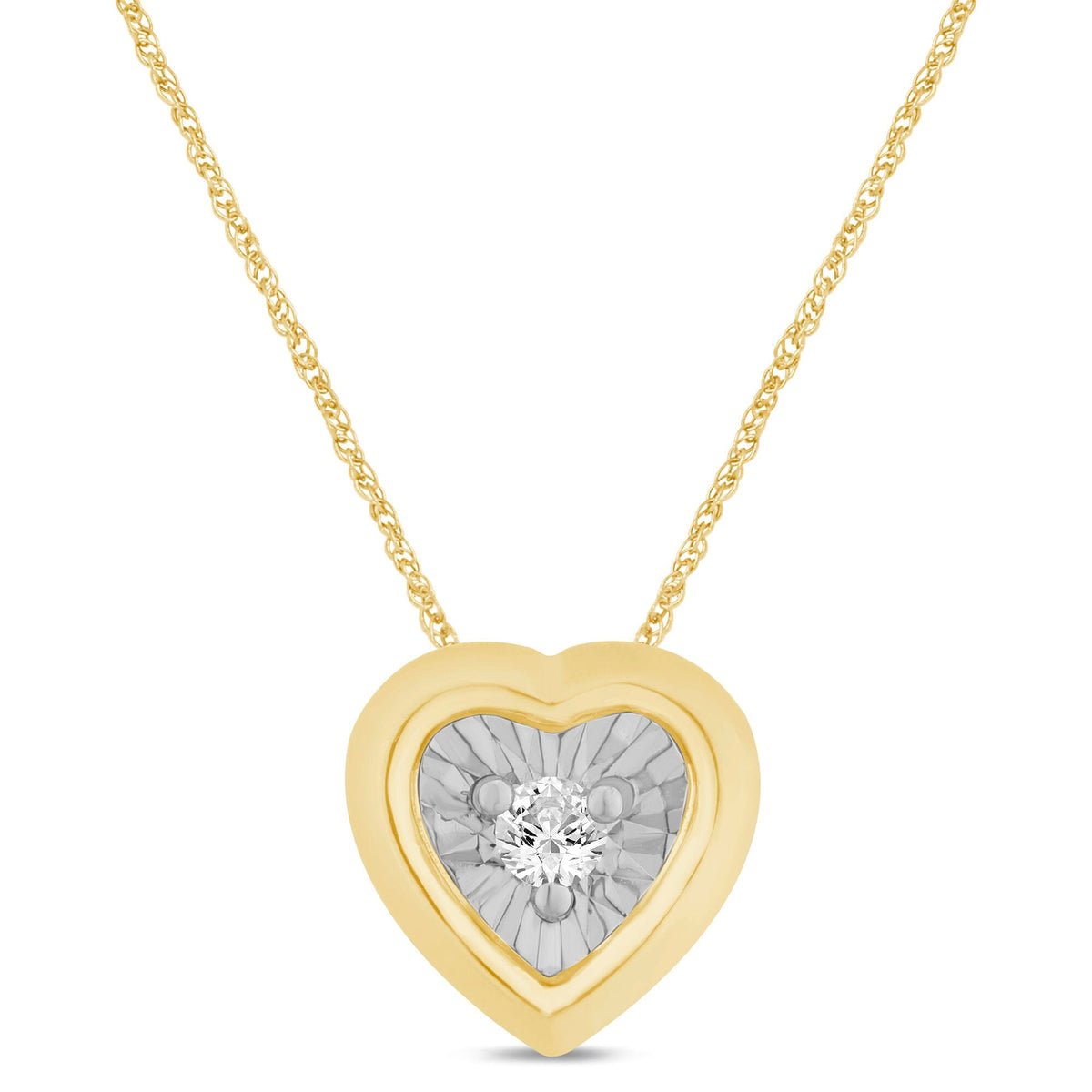 Diamond Set Miracle Surround Heart Necklace in Yellow Gold Necklaces Bevilles 
