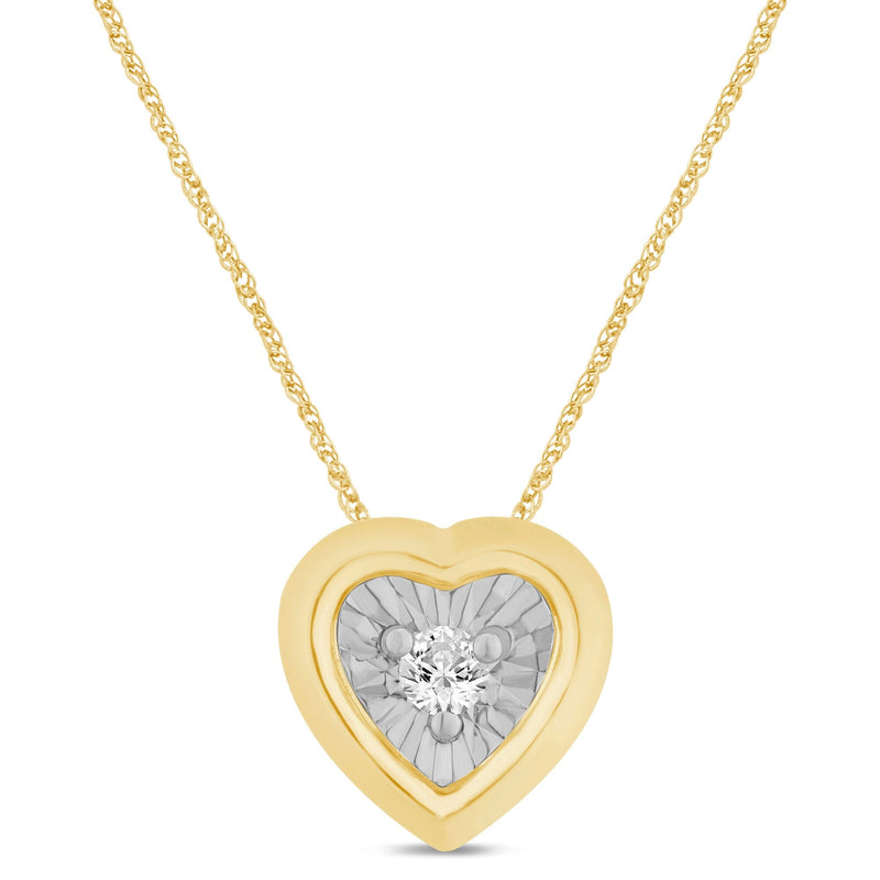 Diamond Set Miracle Surround Heart Necklace in Yellow Gold Necklaces Bevilles 