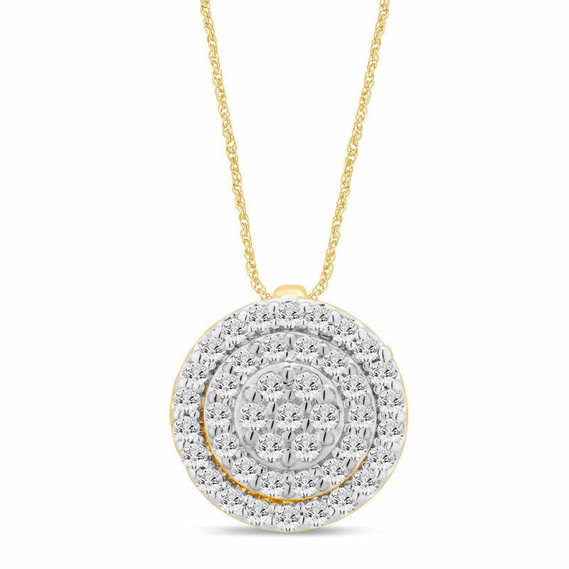 Flower Double Halo Slider Necklace with 0.15ct of Diamonds in 9ct Yellow Gold Necklaces Bevilles 