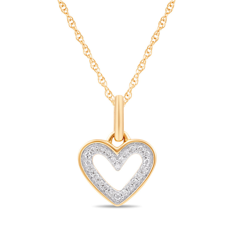 Diamond Set Open Heart Necklace in 9ct Yellow Gold Necklaces Bevilles 