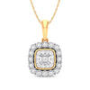Square Halo Necklace with 0.15ct of Diamonds in 9ct Yellow Gold Necklaces Bevilles 