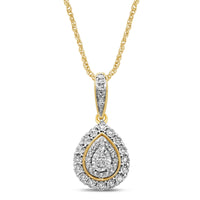 Pear Shaped Necklace with 0.15ct of Diamonds in 9ct Yellow Gold Necklaces Bevilles 