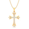 Fancy Cross Necklace with 1/5ct of Diamonds in 9ct Yellow Gold Necklaces Bevilles 