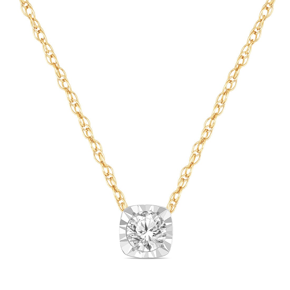 Soft Cushion Look Slider Necklace with 0.10 ct of Diamonds in 9ct Yellow Gold Necklaces Bevilles 