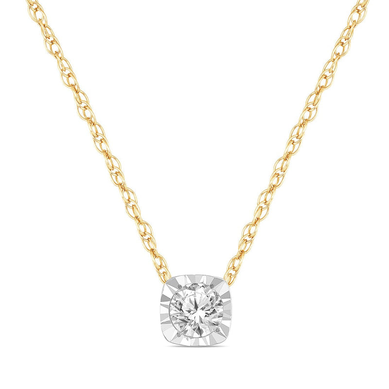Soft Cushion Look Slider Necklace with 0.10 ct of Diamonds in 9ct Yellow Gold Necklaces Bevilles 