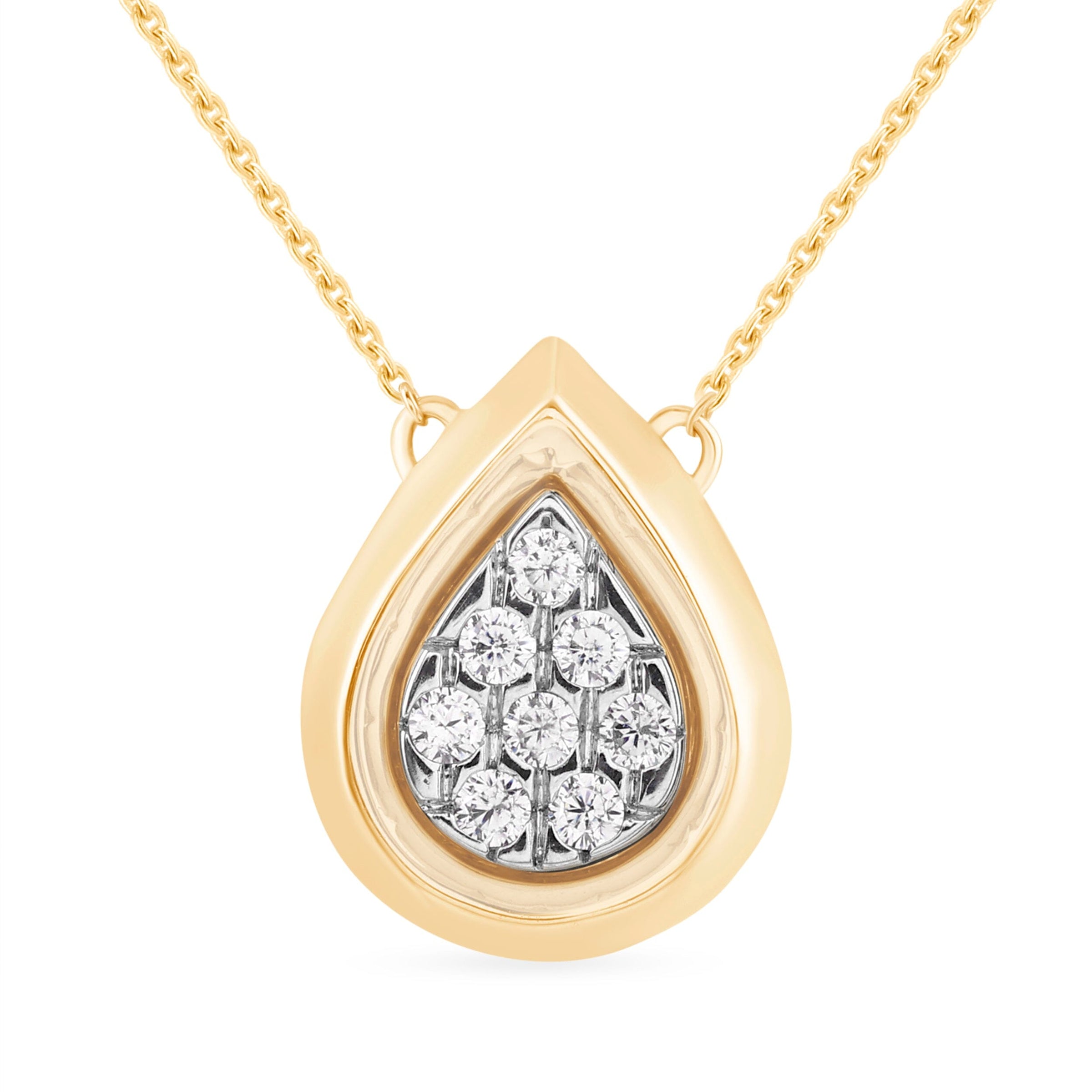 Pear Bezel Set Slider Necklace with 0.10ct of Diamonds in 9ct Yellow Gold Necklaces Bevilles 