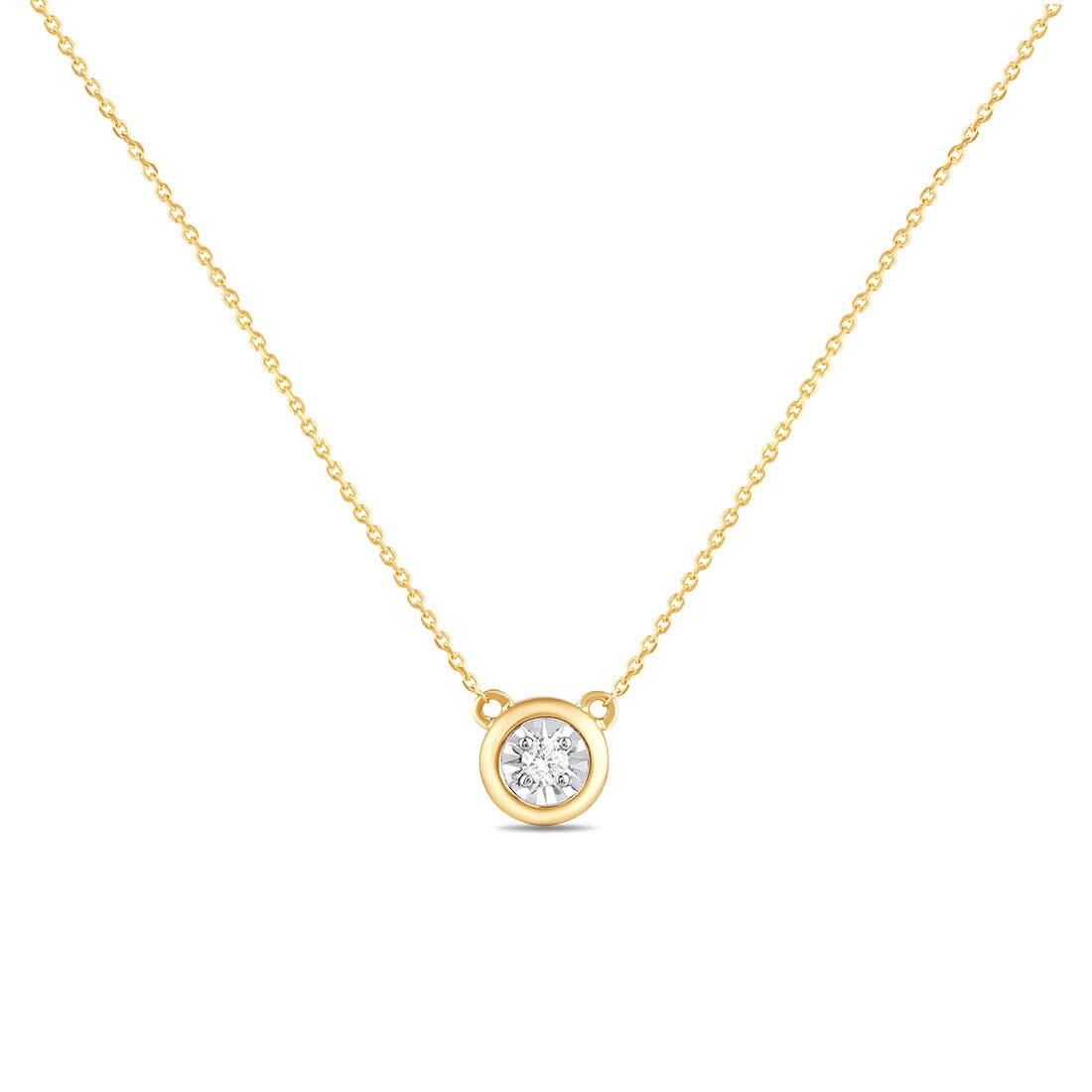 Miracle Surround Necklace with 0.05ct of Diamonds in 9ct Yellow Gold Necklaces Bevilles 