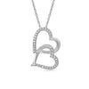 9ct White Gold 0.10ct Diamond Double Looped Heart Necklace Necklaces Bevilles 
