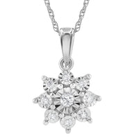 9ct White Gold 0.10ct Diamond Star Necklace Necklaces Bevilles 