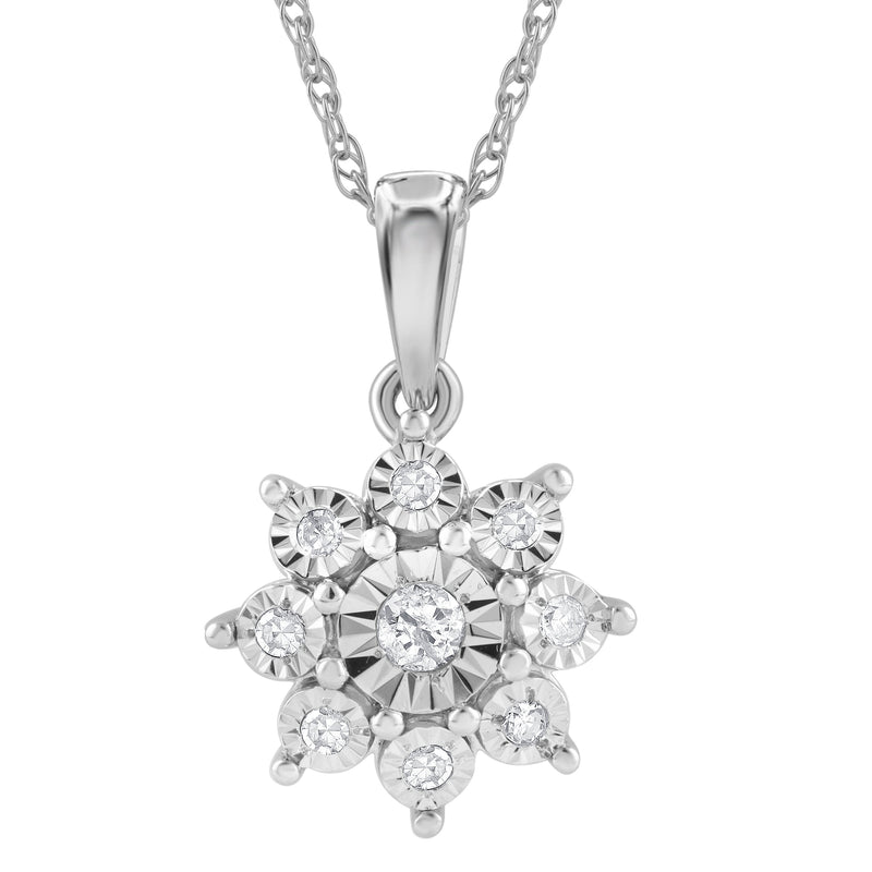 9ct White Gold 0.10ct Diamond Star Necklace Necklaces Bevilles 