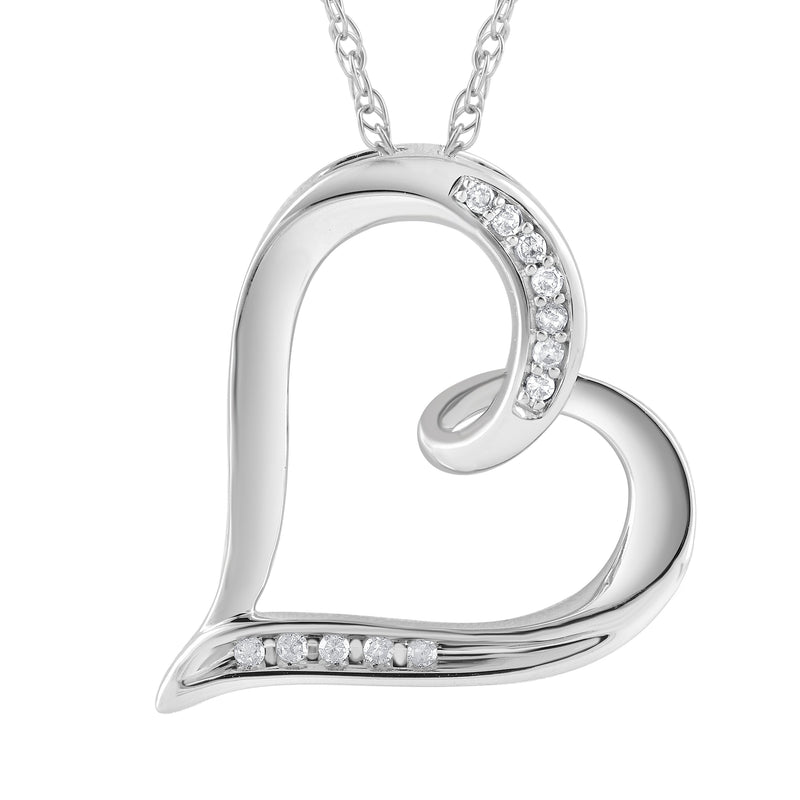 9ct White Gold Diamond Heart Necklace Necklaces Bevilles 