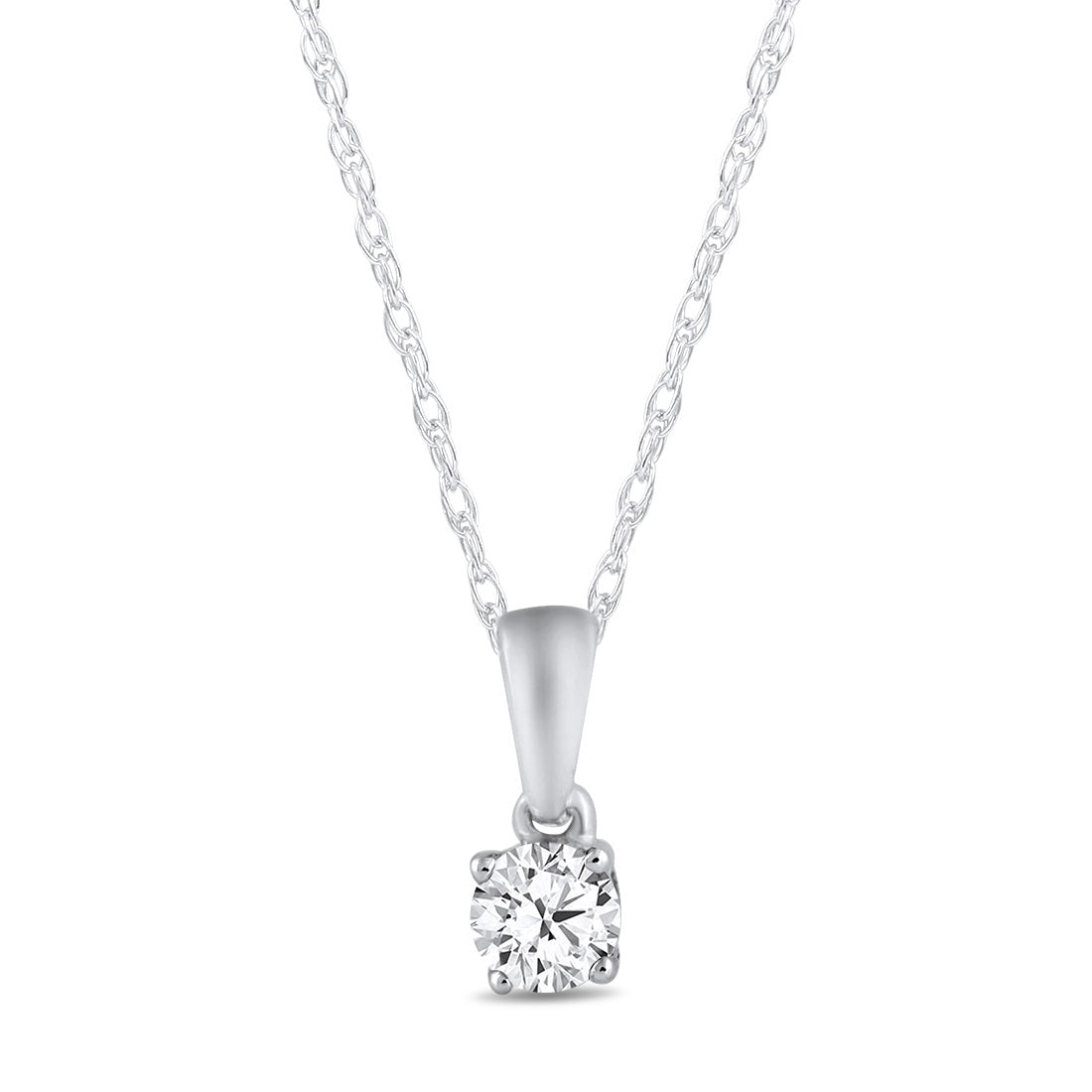 Tia 9ct White Gold 0.10ct Solitaire Diamond Necklace Necklaces Bevilles 