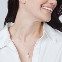 Brilliant Composite Halo Necklace with 1/5ct of Diamonds in 9ct White Gold Necklaces Bevilles 