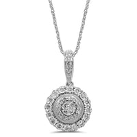 Brilliant Composite Halo Necklace with 1/5ct of Diamonds in 9ct White Gold Necklaces Bevilles 