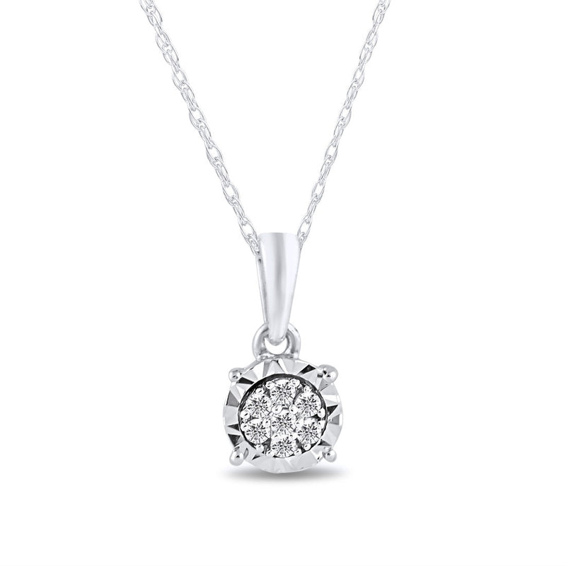 Miracle Halo Diamond Composite Necklace in 9ct White Gold Necklaces Bevilles 