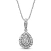 Double Pear Halo Necklace with 1/5ct of Diamonds in 9ct White Gold Necklaces Bevilles 
