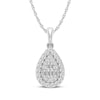 Pear Baguette Halo Necklace with 1/2ct of Diamonds in 9ct White Gold Necklaces Bevilles 