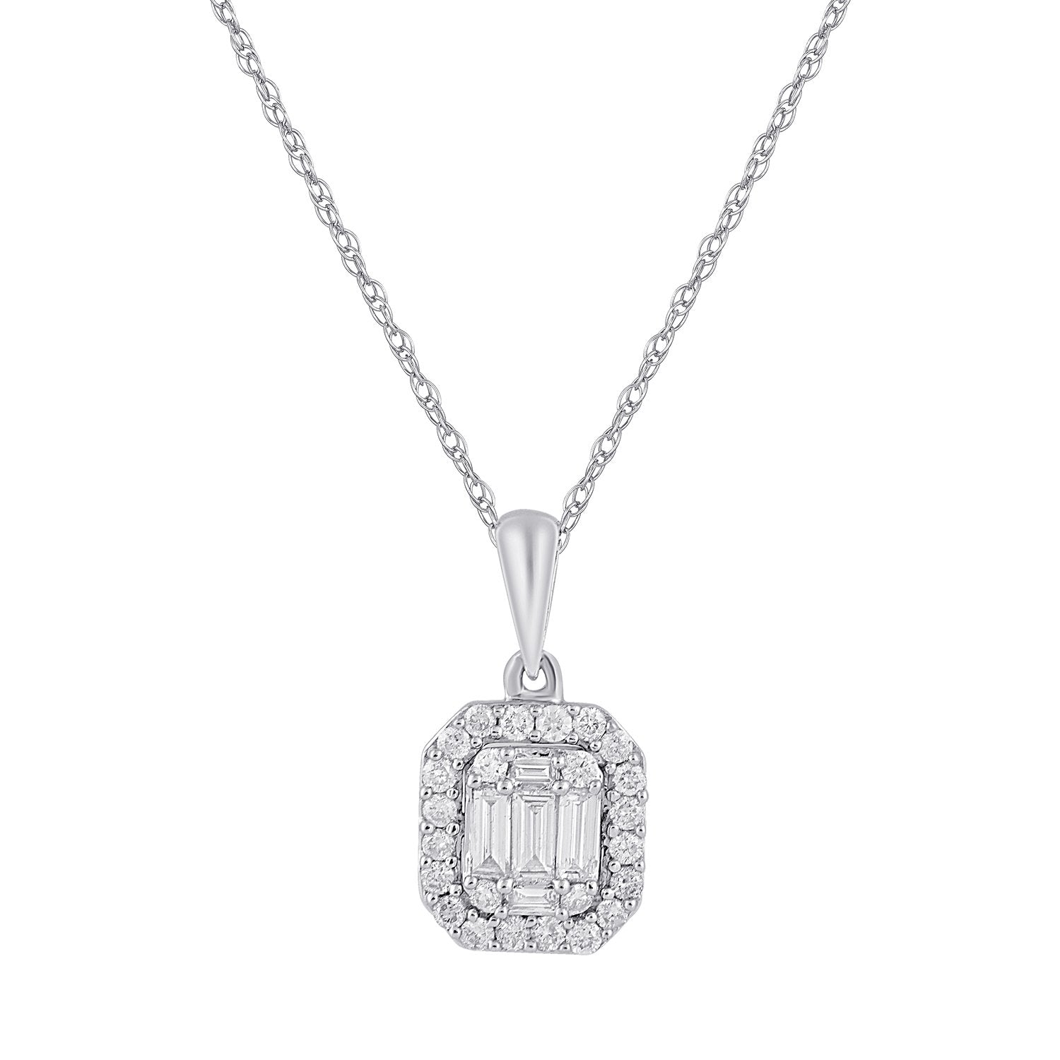9ct White Gold 0.35ct Diamond Necklace Necklaces Bevilles 