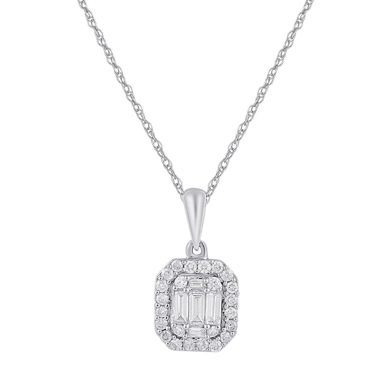 9ct White Gold 0.35ct Diamond Necklace Necklaces Bevilles 