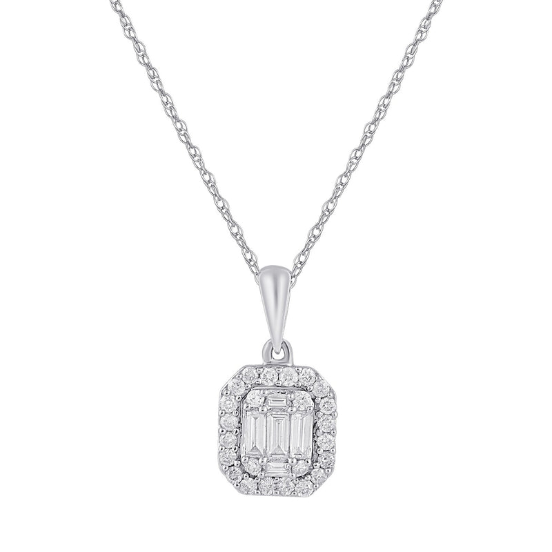 9ct White Gold 0.35ct Diamond Necklace Necklaces Bevilles 