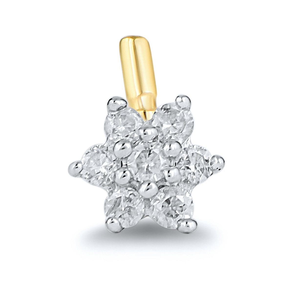 Diamond Flower Nose Ring Pin in 9ct Yellow Gold Nose Rings Bevilles 