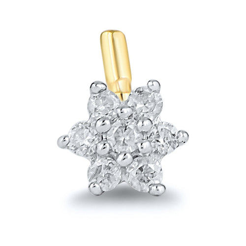 Diamond Flower Nose Ring Pin in 9ct Yellow Gold Nose Rings Bevilles 