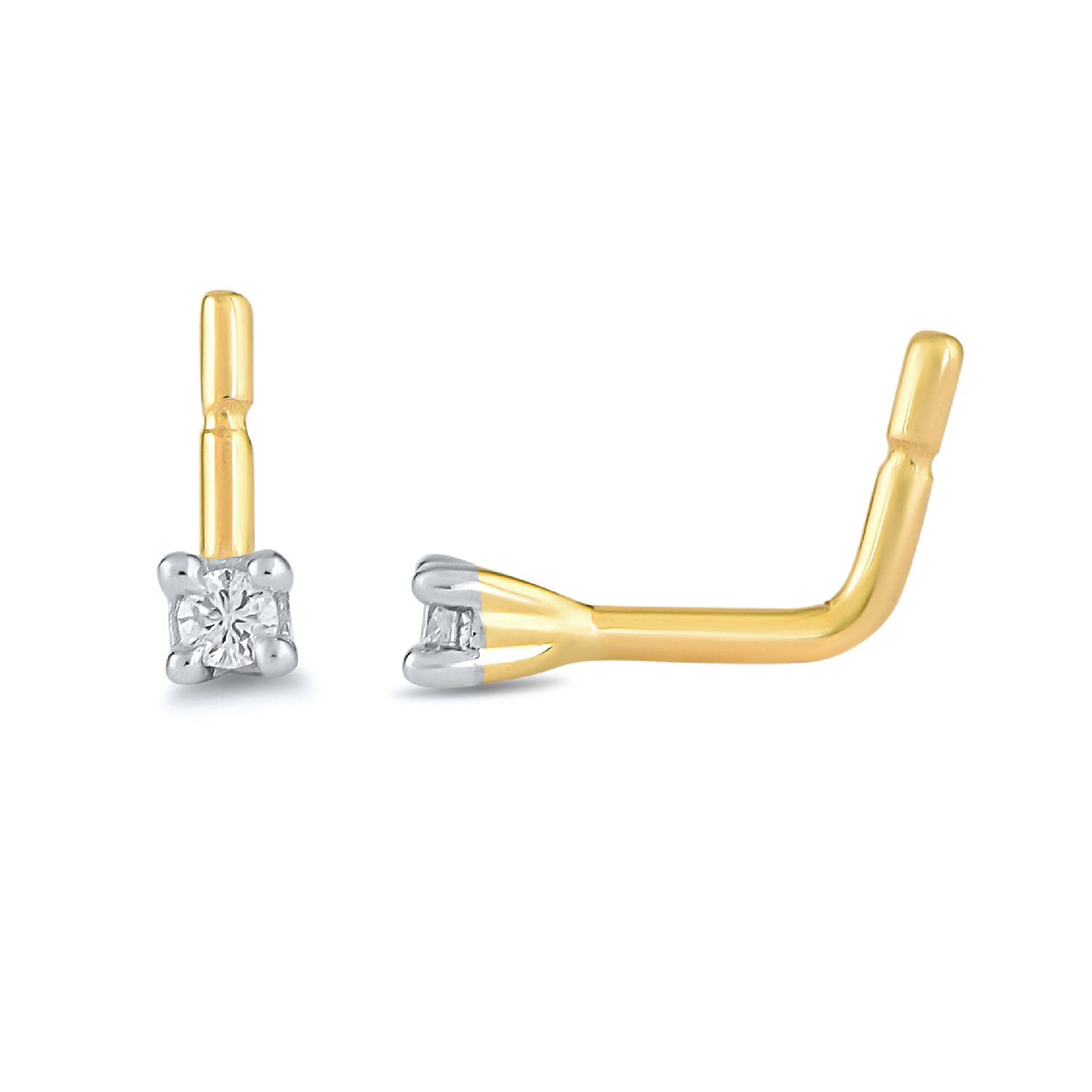 Diamond Set Nose Ring Pin in 9ct Yellow Gold Nose Rings Bevilles 