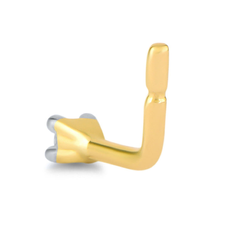 Diamond Set Nose Ring Pin in 9ct Yellow Gold Nose Rings Bevilles 