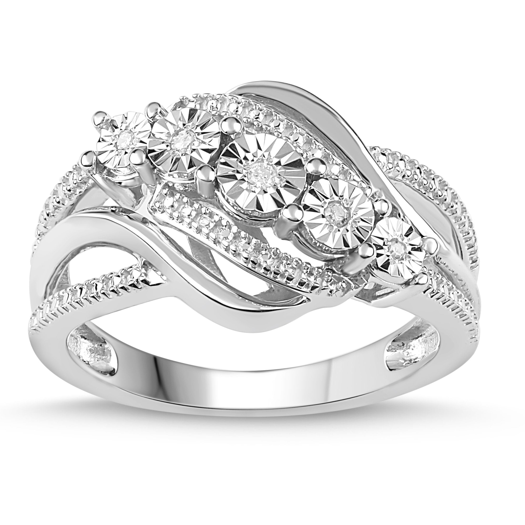 Sterling Silver Diamond Set Brilliant Illusion Ring Rings Bevilles Jewellers 