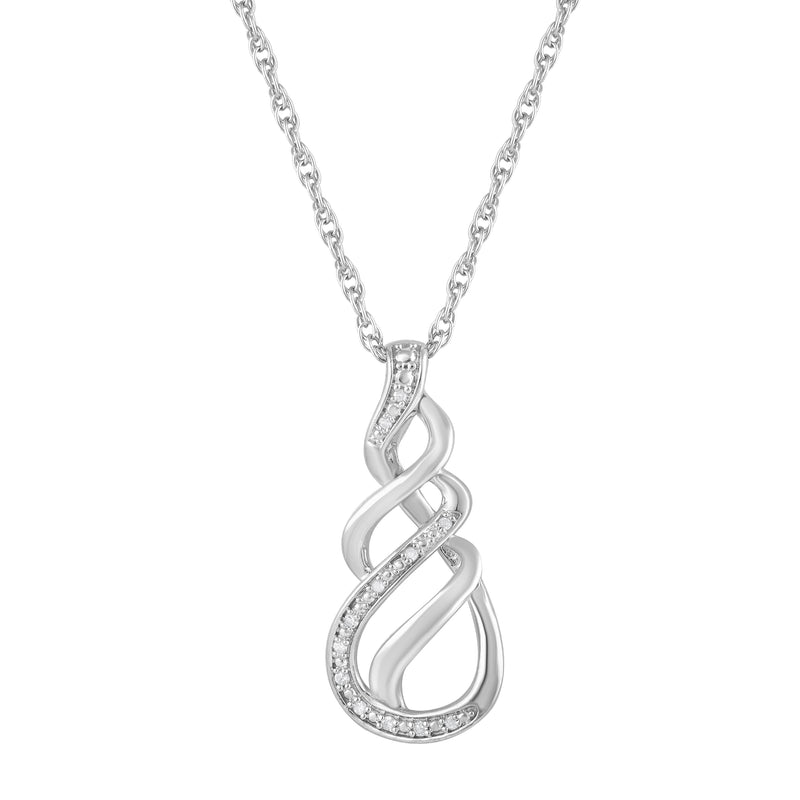 Diamond Set Sterling Silver Fancy Swirl Necklace Necklaces Bevilles 
