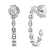 Diamond Set J Hoop Stud Earrings in Sterling Silver Earrings Bevilles 