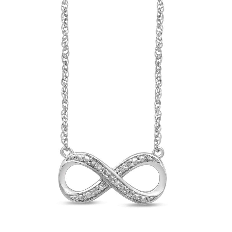 Brilliant Claw Infinity Necklace with 0.05ct of Diamonds in Sterling Silver Necklaces Bevilles 